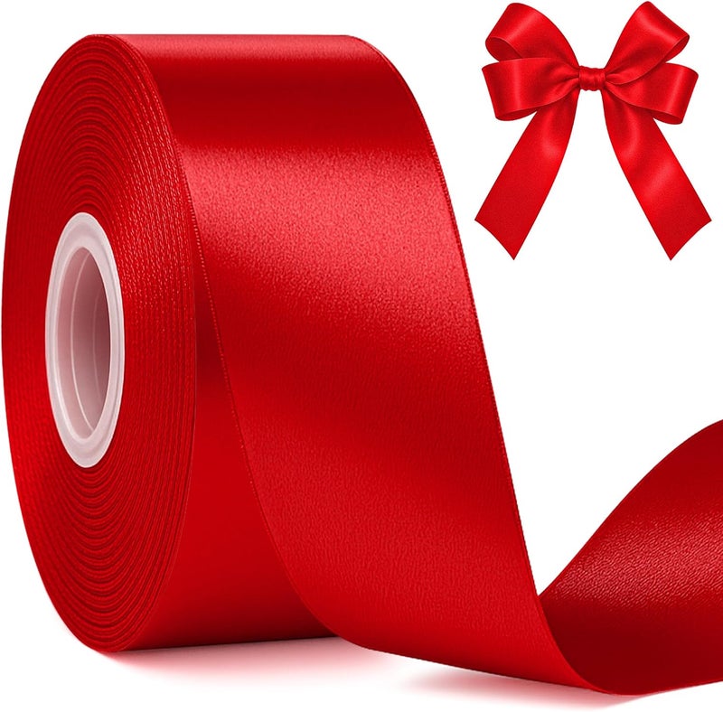 Fullive Red Ribbon 1 1/2 Inch, 30 Yards Red Ribbon for Gift Wrapping, Polyester Satin Christmas Ribbon for Wedding Xmas Tree Valentines Day Decorations DIY Bows Wrapping Bouquet Floral Arrangements - Image 1